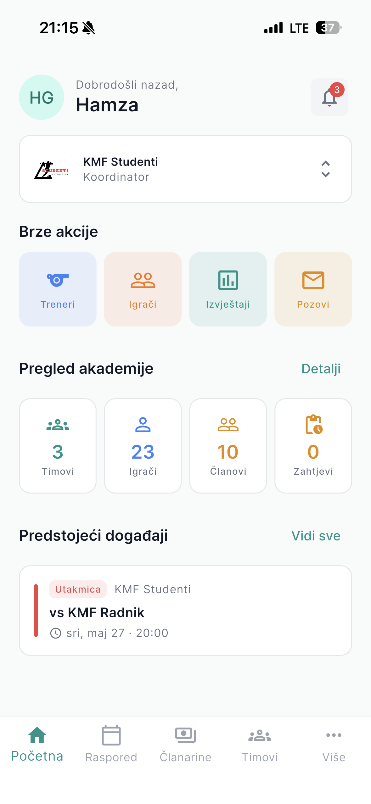 Tribe home dashboard - coordinator view